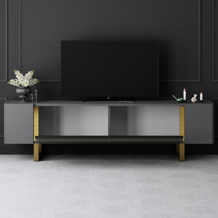 Hanah Home Mueble para TV Yildiz Antracita y Oro